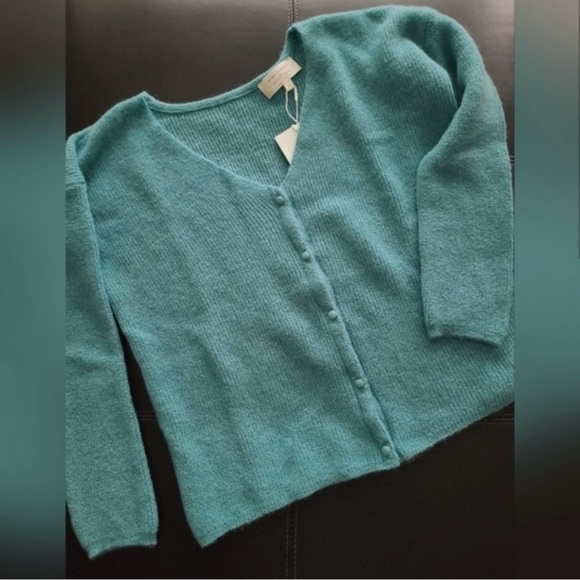 SEZANE NWT SEA GREEN Mohair Alpaca Wool Barry Reversible V Neck Cardigan
Sweater - Picture 4 of 8